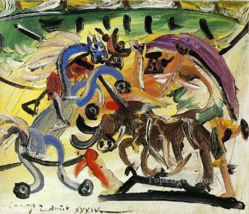 cattle bull cow Painting - Bullfight 5 1934 cubism Pablo Picasso